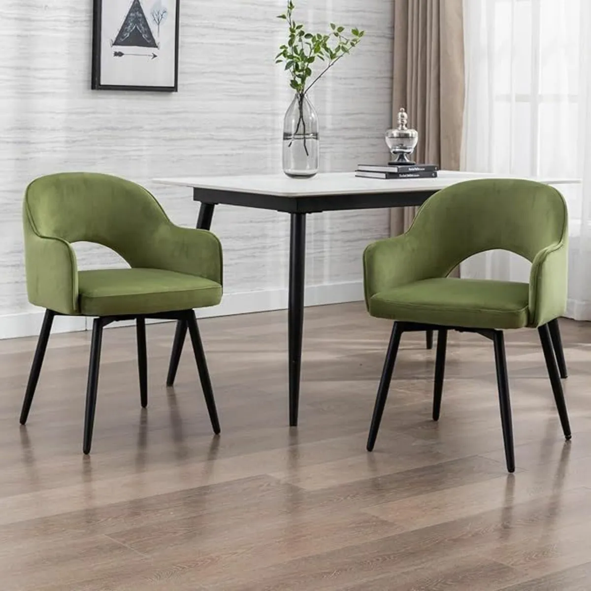 Set of 2 Dining Room Chairs – Velvet or PU Leather - Image 1