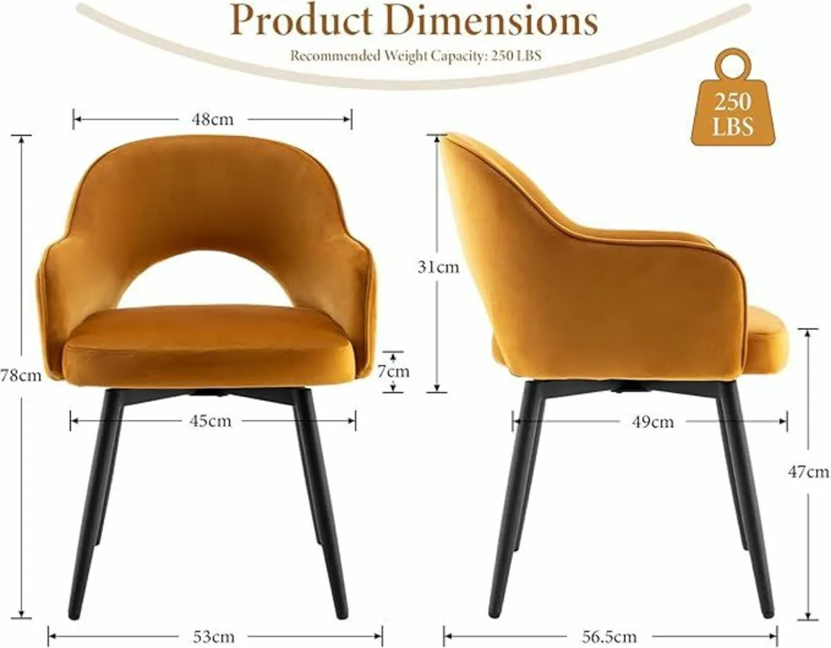 Set of 2 Dining Room Chairs – Velvet or PU Leather - Image 2