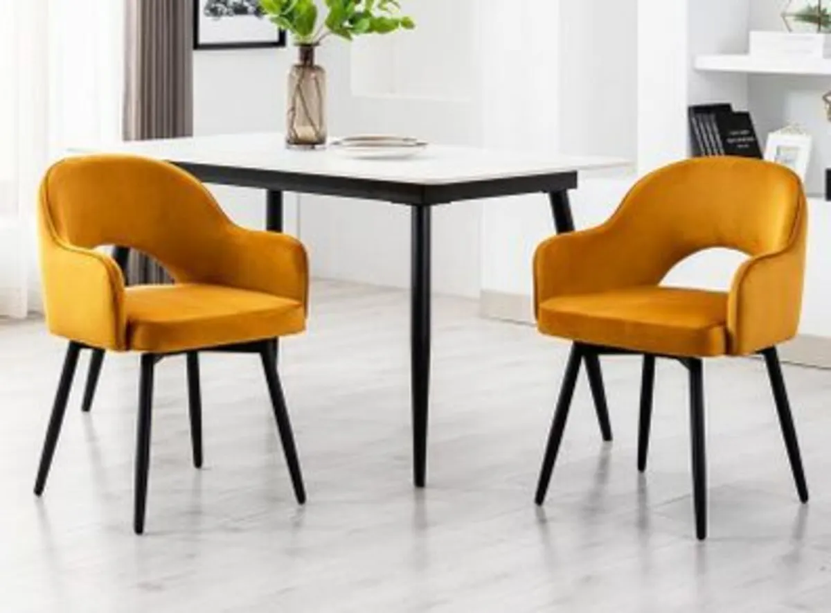Set of 2 Dining Room Chairs – Velvet or PU Leather - Image 3