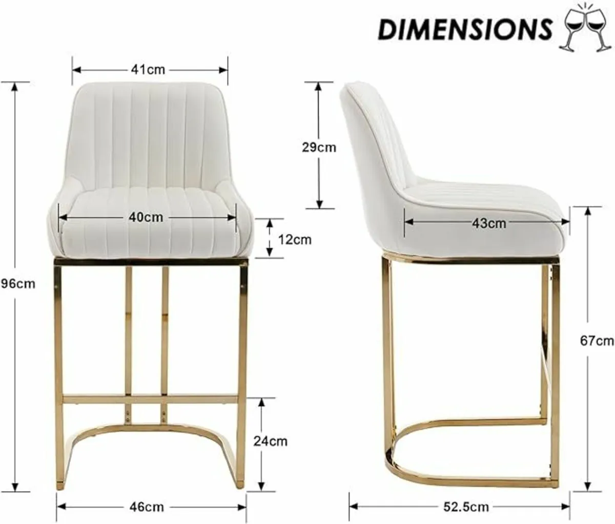 Comfortable Bar Chairs Set of 2 – Velvet High Stoo - Image 4