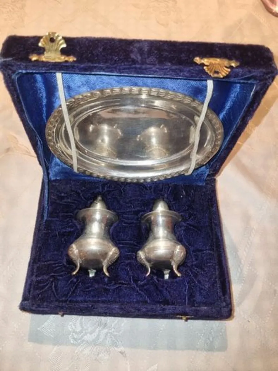 Vintage Silver Plated Salt Shaker Set - Image 3