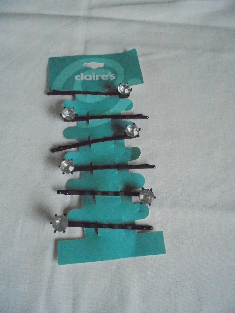 Claire's Accessories 6 Pk Black Clips with Diamant