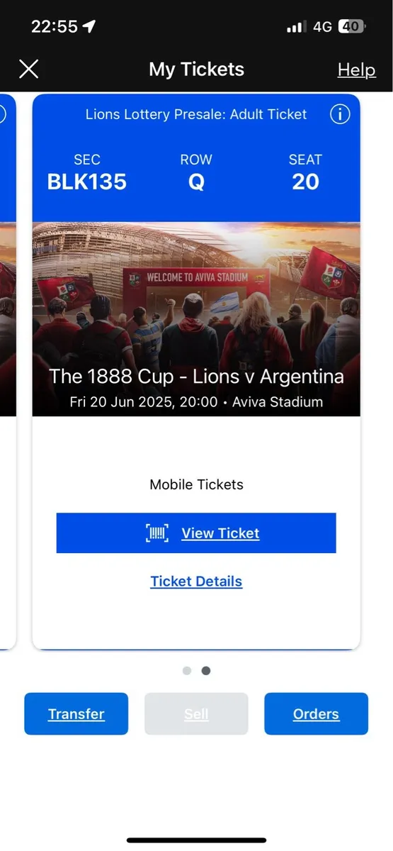 2 tickets for Lions v Argentina - Image 1