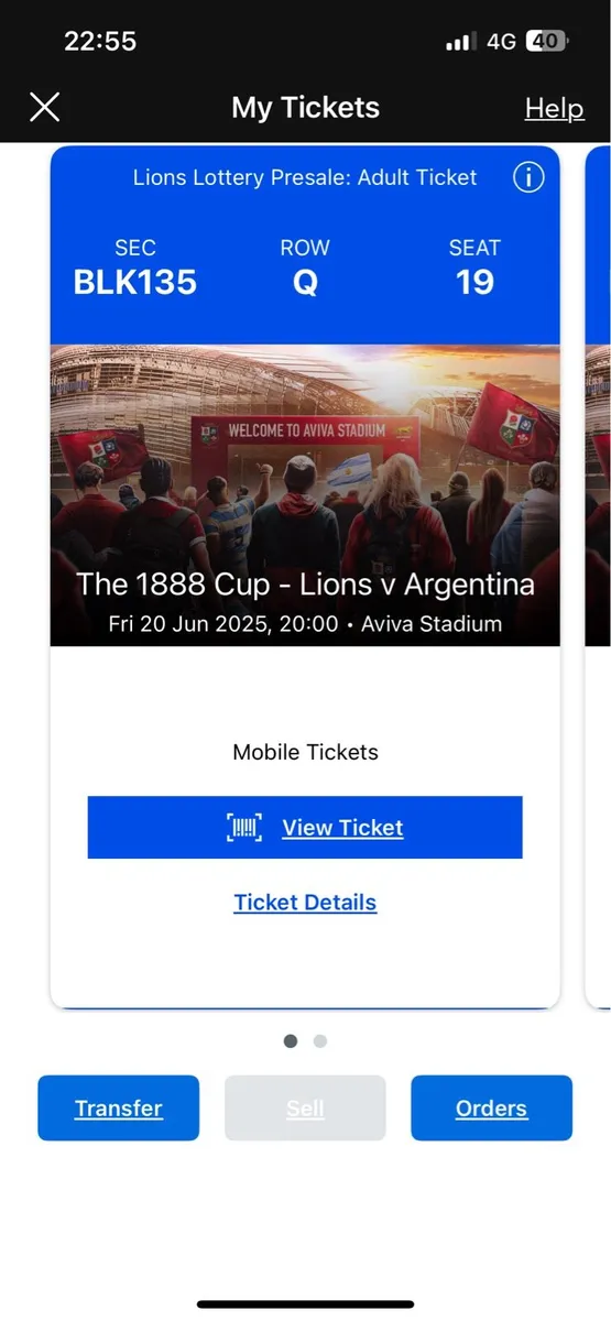 2 tickets for Lions v Argentina - Image 2