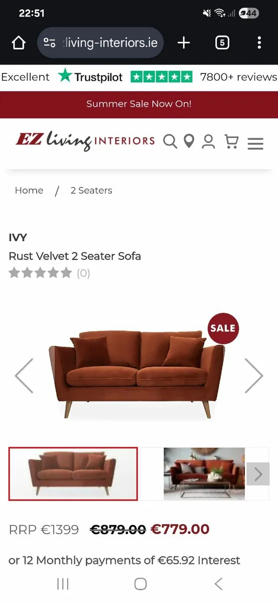 Sofa - EZ Living IVY Rust 2 & 3 Seater - Image 2