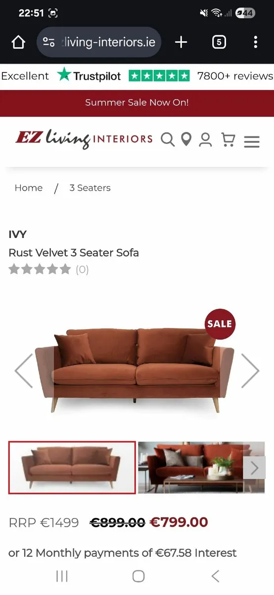 Sofa - EZ Living IVY Rust 2 & 3 Seater - Image 3