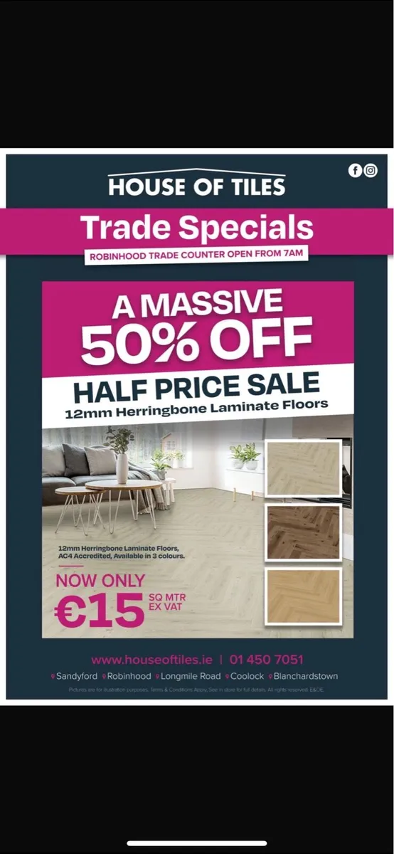 Herringbone laminate floor 12mm - Image 1