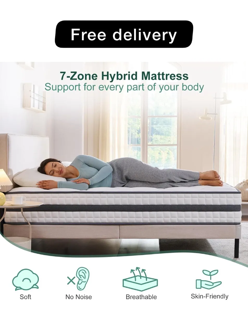 King Mattress, Hybrid Memory Foam and Spring, Zona - Image 1
