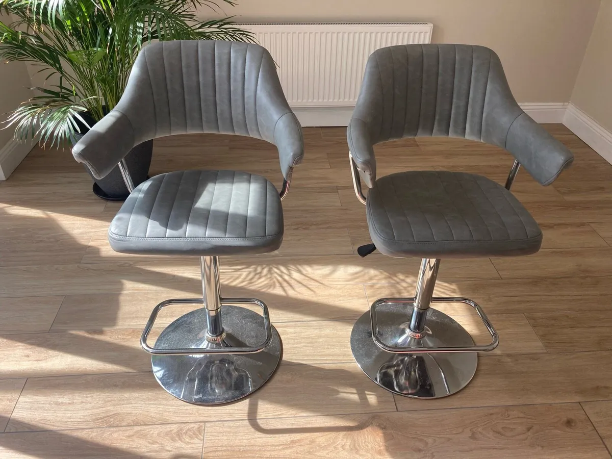 Grey padded bar stool - Image 3