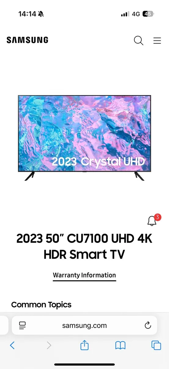 2023 50" CU7100 UHD 4K HDR Smart TV - Image 2