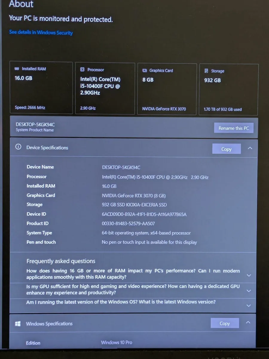 RTX 3070 Gaming PC + QHD Monitor – €1100 - Image 3