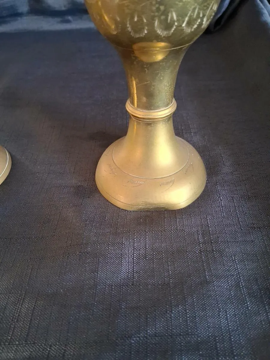 2 Brass Flute Vases - Image 2
