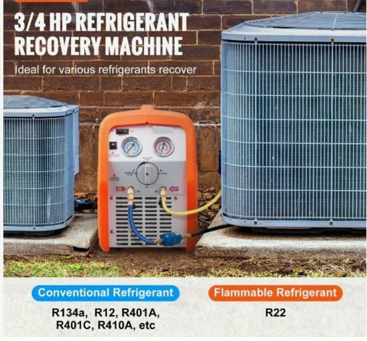 Portable 3/4 HP Refrigerant Recovery Machine - Image 2