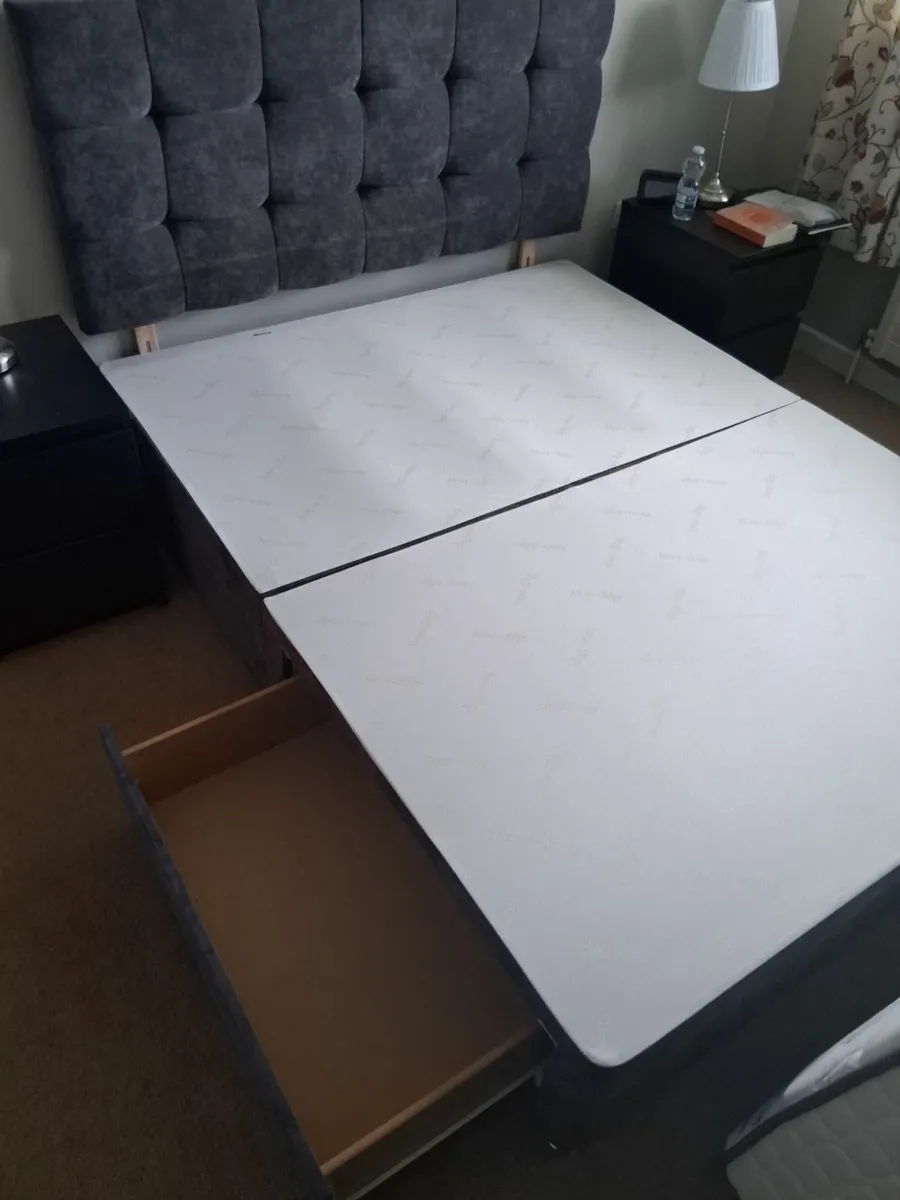 King size bed, mattress, base & headboard - Image 2