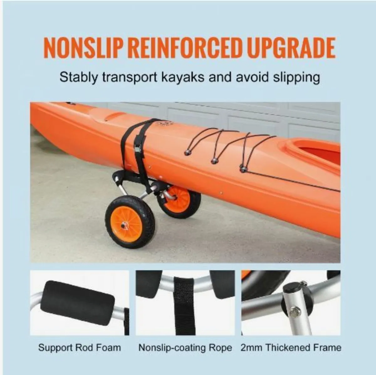 Heavy Duty Kayak Cart, 250lbs Load Capacity - Image 2