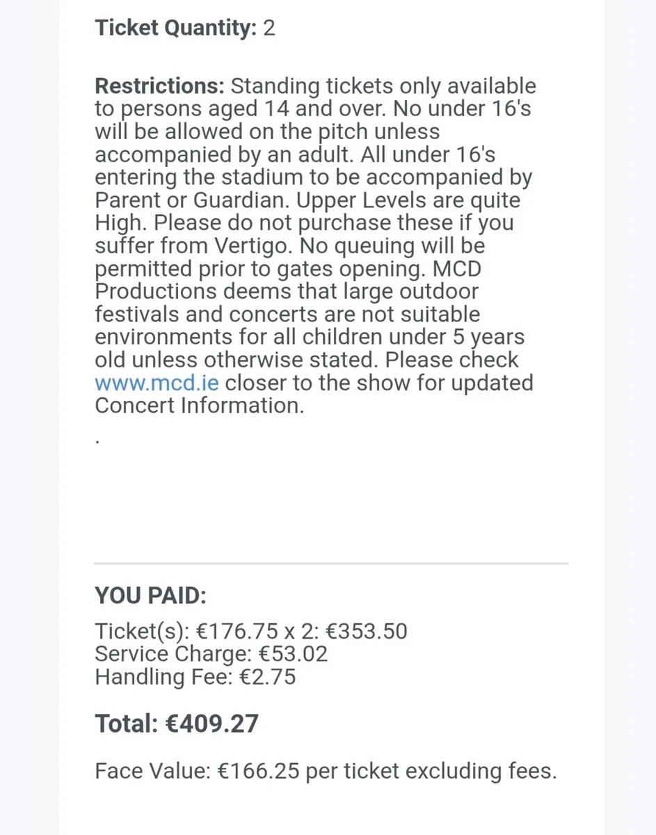 2 x Lana Del Rey - Aviva Stadium Tickets - Image 3