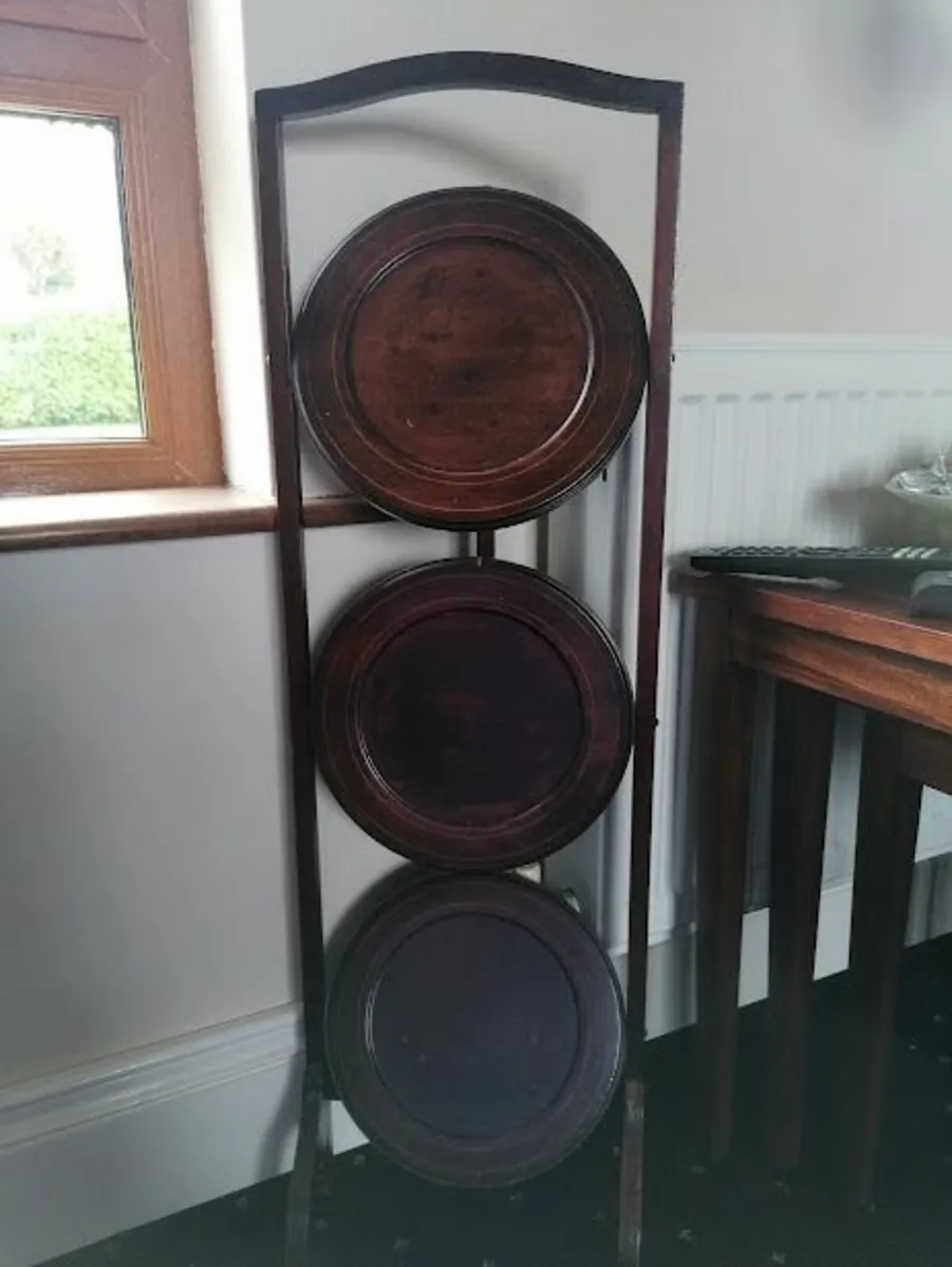 Edwardian Folding Mahogany 3 Tier Cake Stand. - Image 3