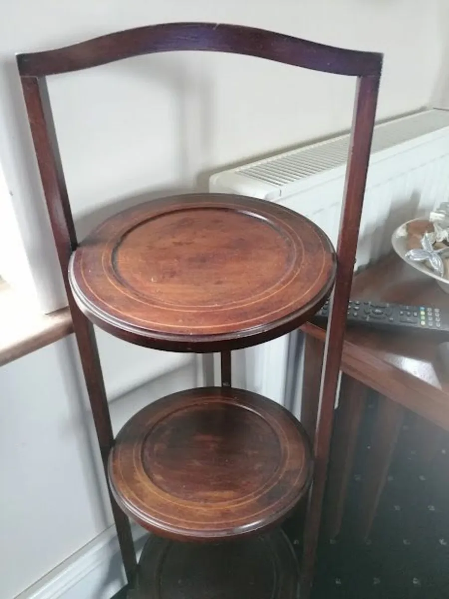Edwardian Folding Mahogany 3 Tier Cake Stand. - Image 4