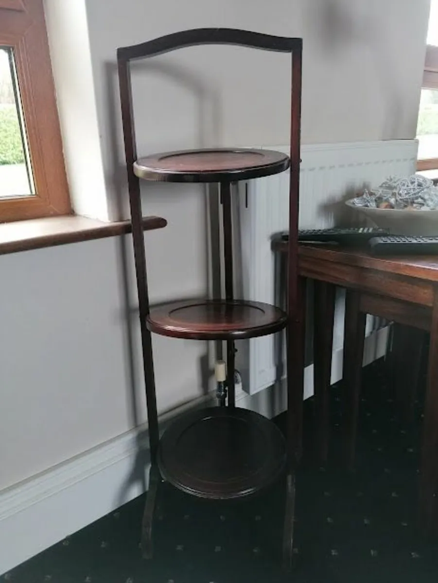 Edwardian Folding Mahogany 3 Tier Cake Stand. - Image 1