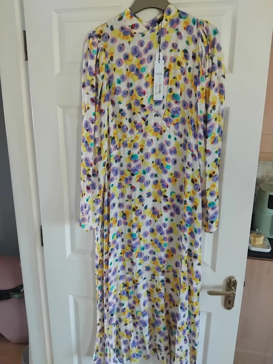 Dress size 14 long sleeved  cream background with - Image 1