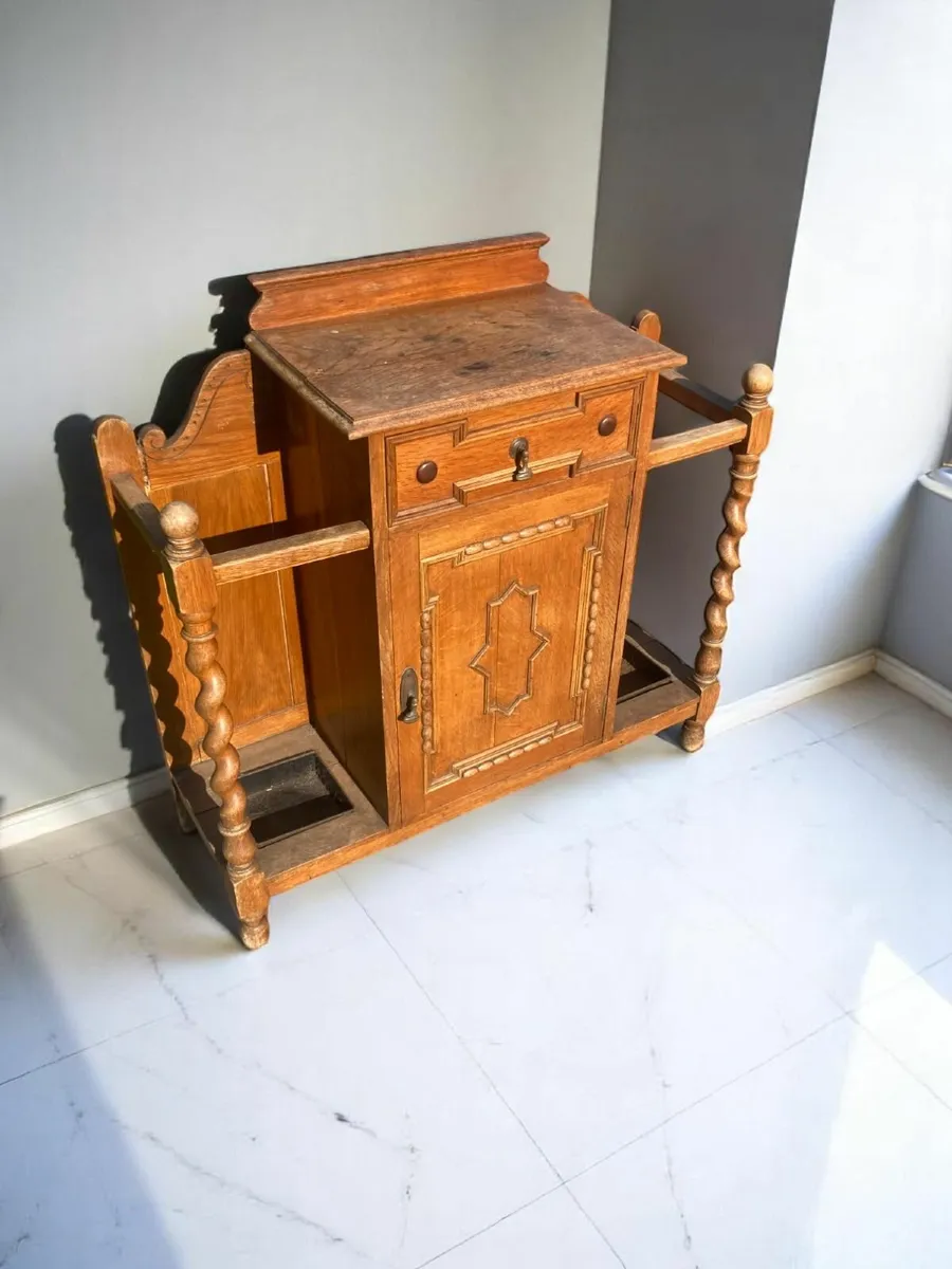 Antique Hall Stand - Art Nouveau - Oak - Image 2