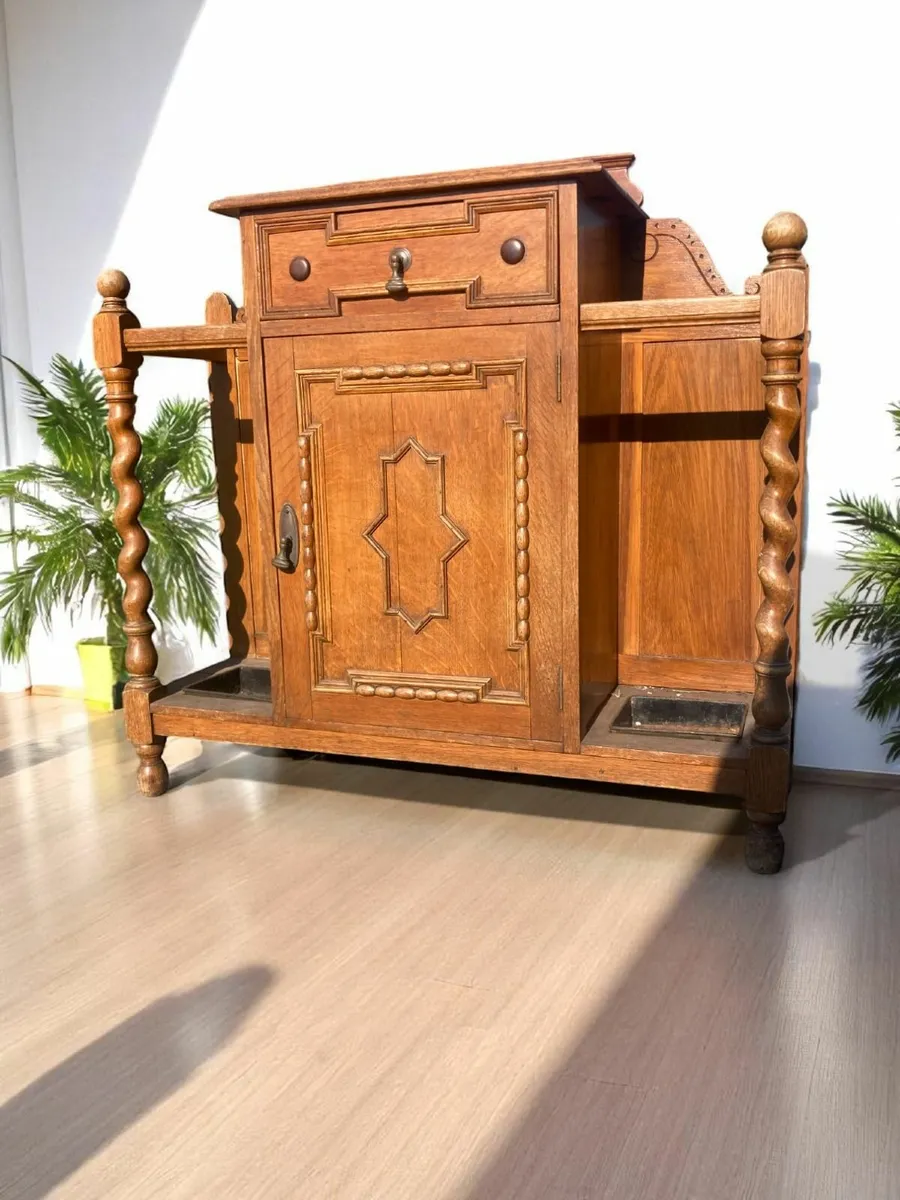 Antique Hall Stand - Art Nouveau - Oak - Image 4