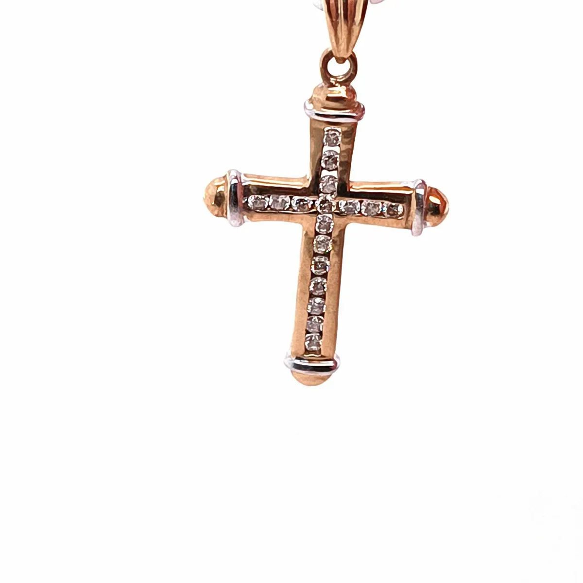 9k Yellow & White Gold Diamond Cross - Image 3
