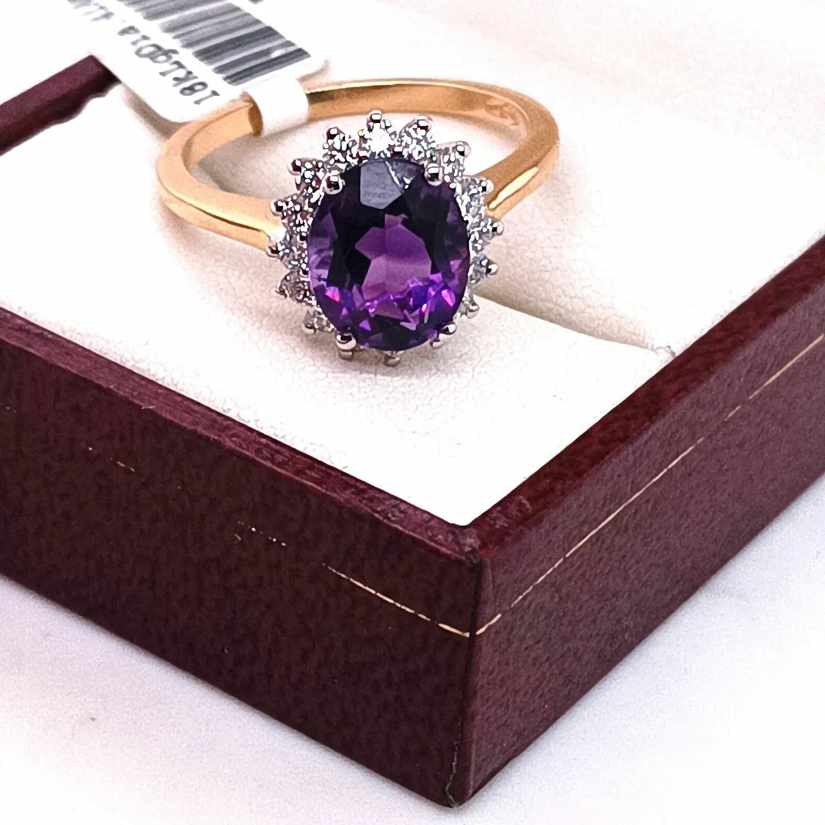 Oval Cut Amethyst & Diamond Ring, 18 K Yellow Gold - Image 2