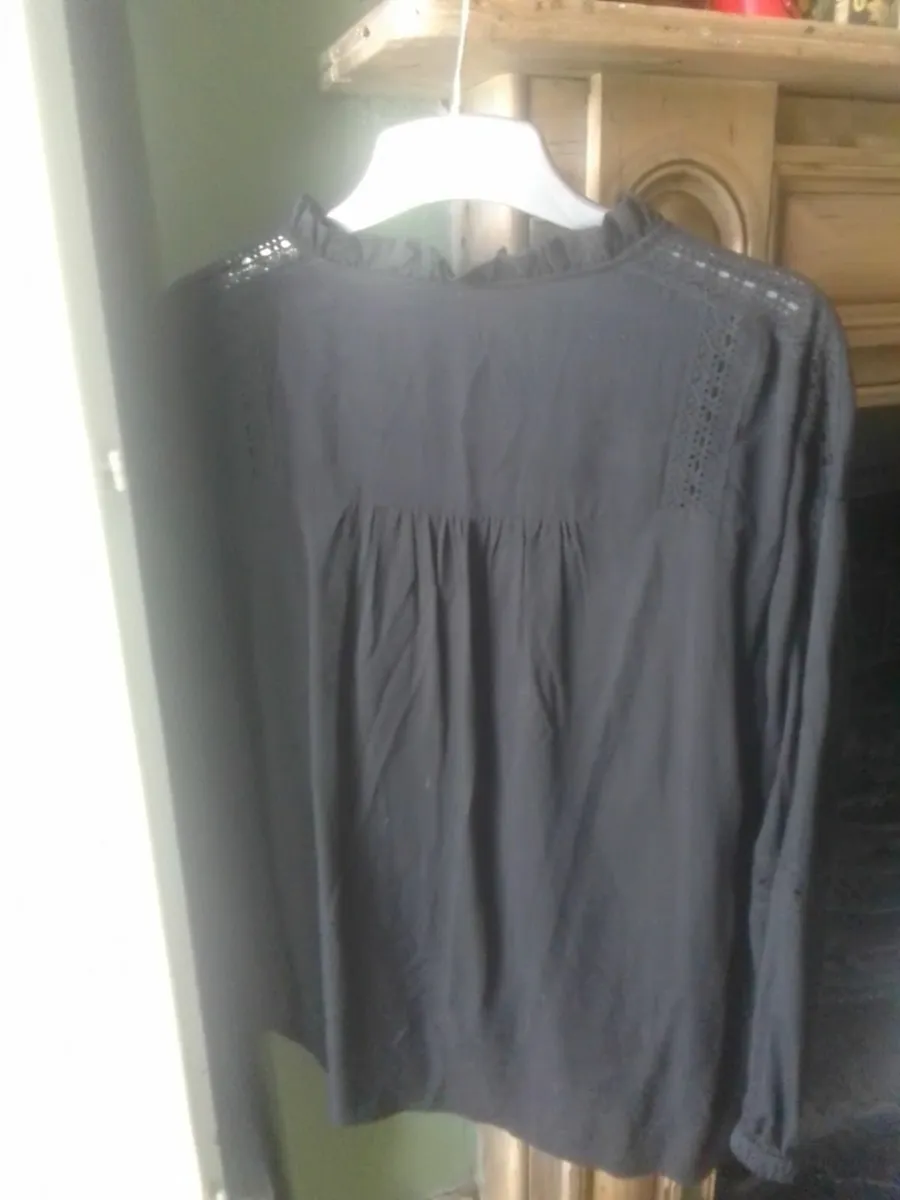 PAUL COSTELLOE BLACK BOHO TOP 12-14 NEW - Image 4