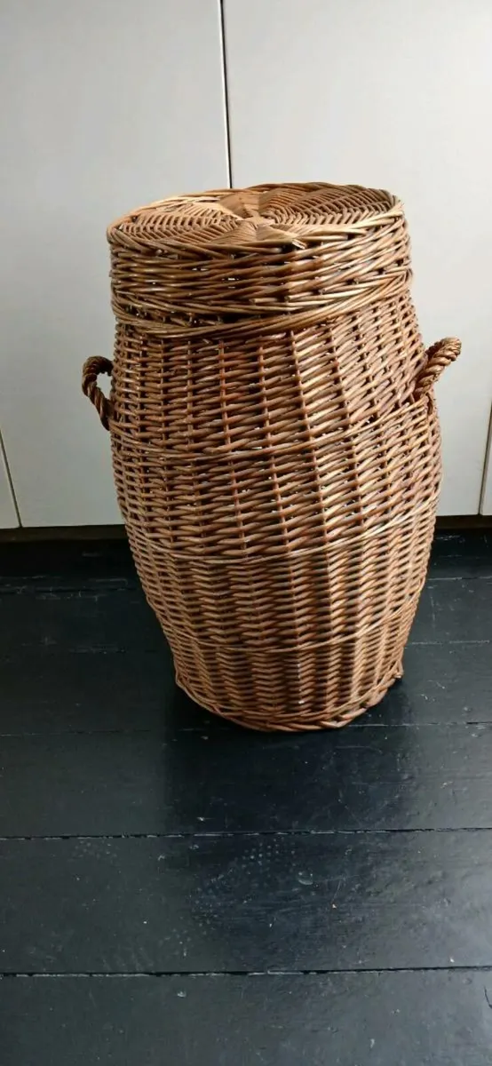 Vintage Wicker Laundry Hamper - Image 1