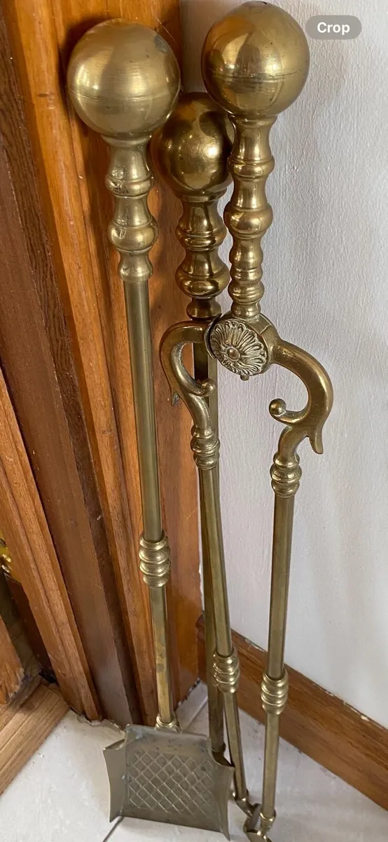 Antique brass fire tongs - Image 2