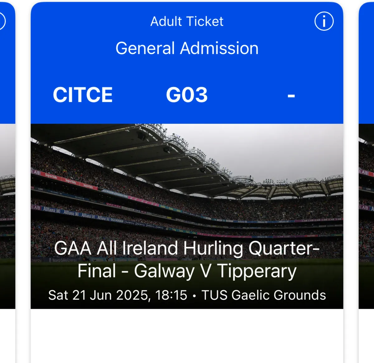 Tipp v Galway 4 Terrace tickets