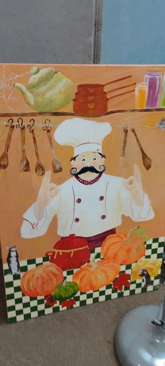 Large Original Oil On Canvas Chef Painting - Image 1