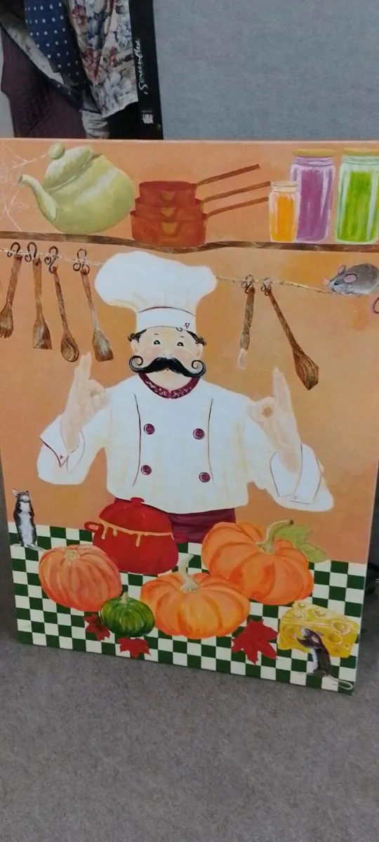 Large Original Oil On Canvas Chef Painting - Image 2