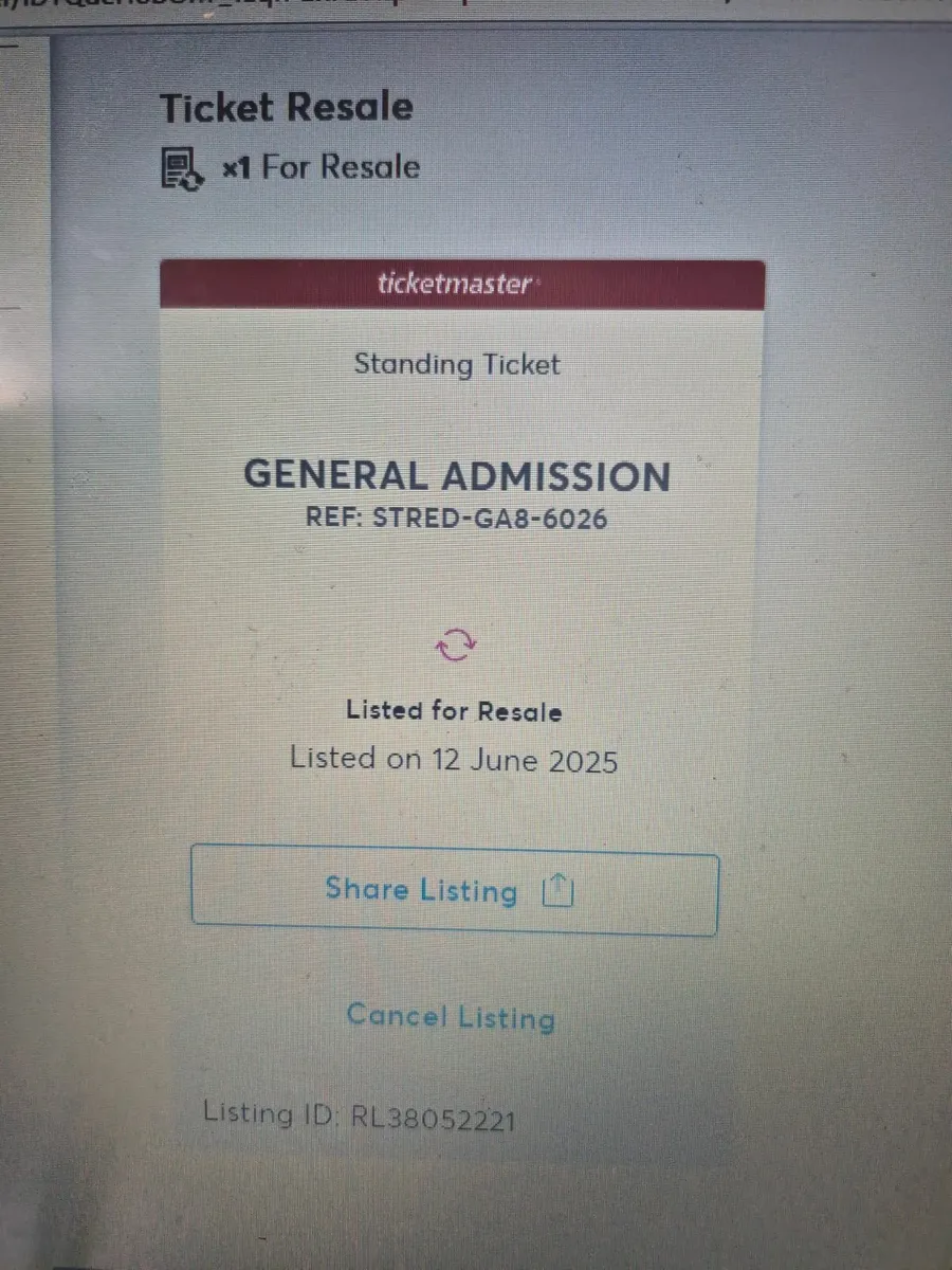 1 ZAC BRYAN TICKET SATURDAY 21ST JUNE
