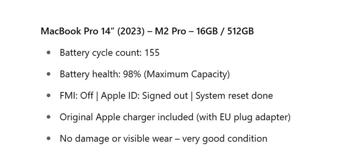 MacBook Pro 14"(2023) - M2Pro - 16GB/512GB - Excellent Condition - Image 3