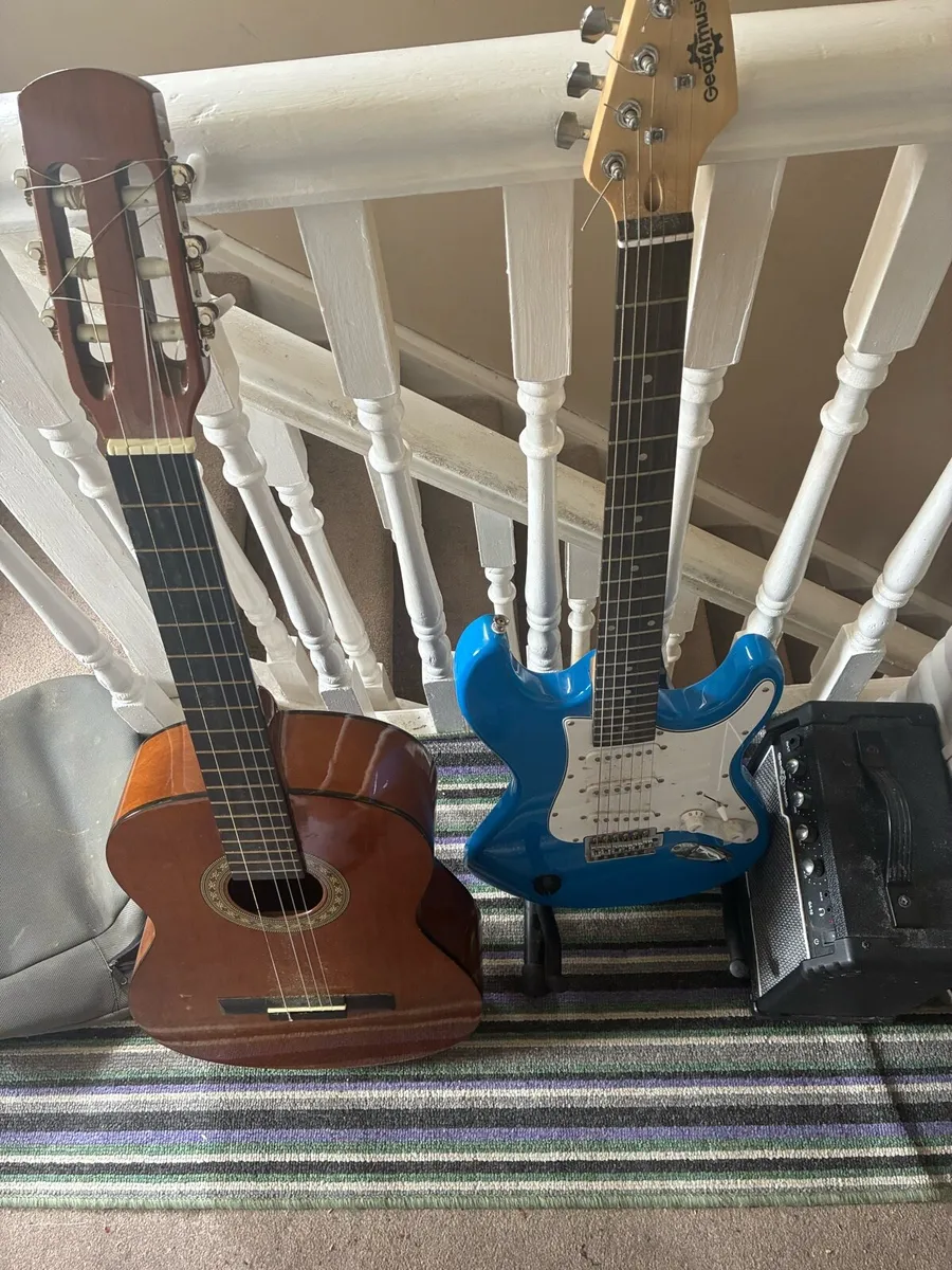 Electric guitar and normal guitar