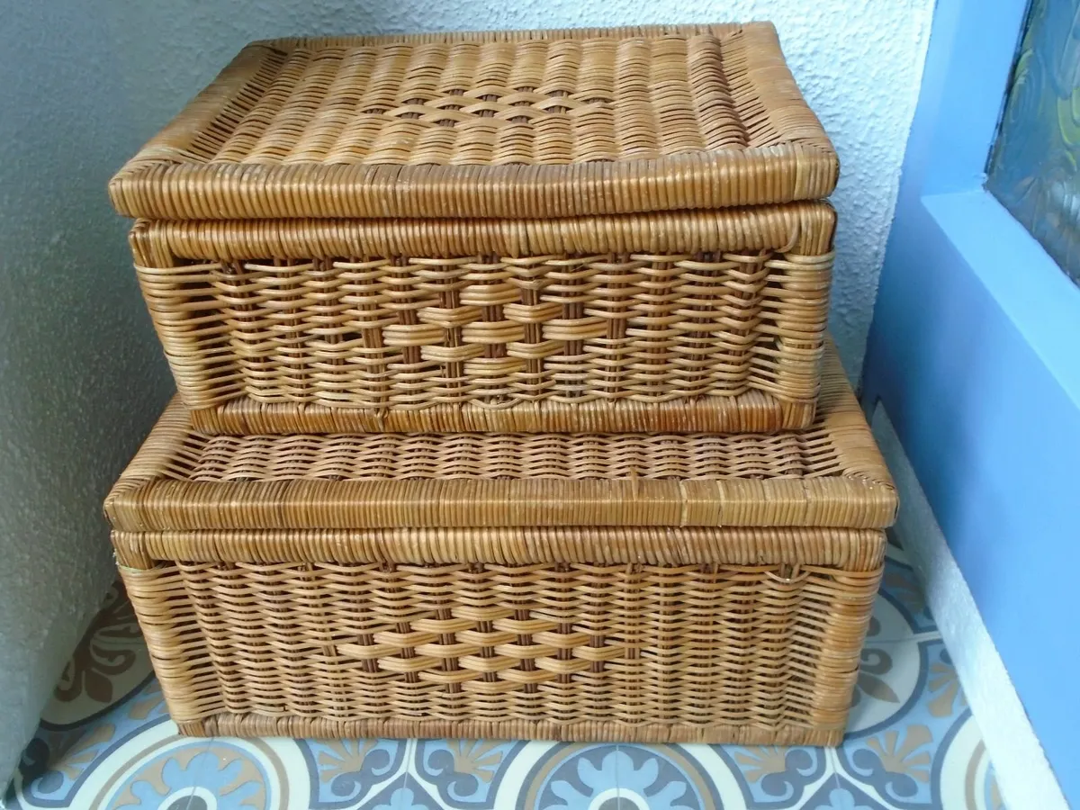 Wicker baskets, Lidded basket,Storage,Home decor - Image 1