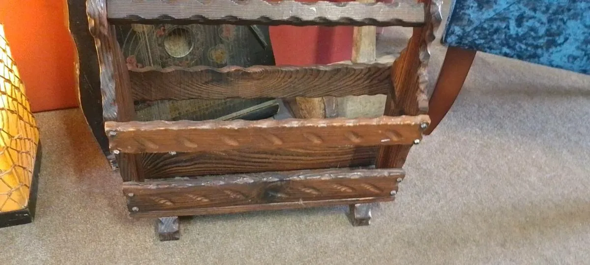 Vintage Wooden Magazine Rack - Image 1