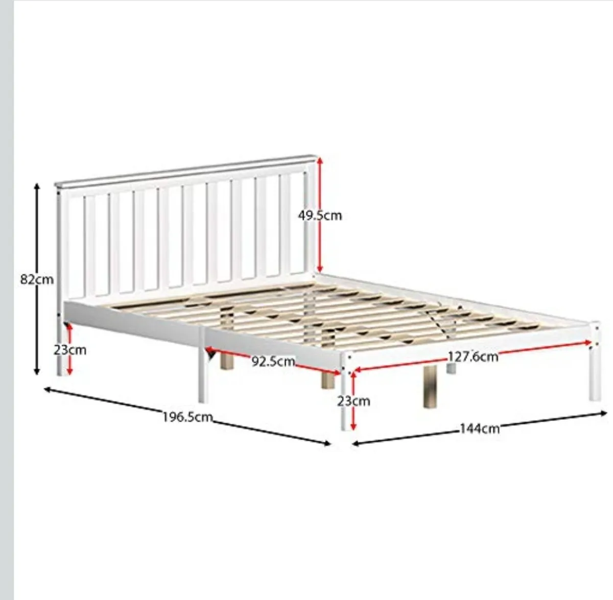 White double bed frame and mattress - Image 1