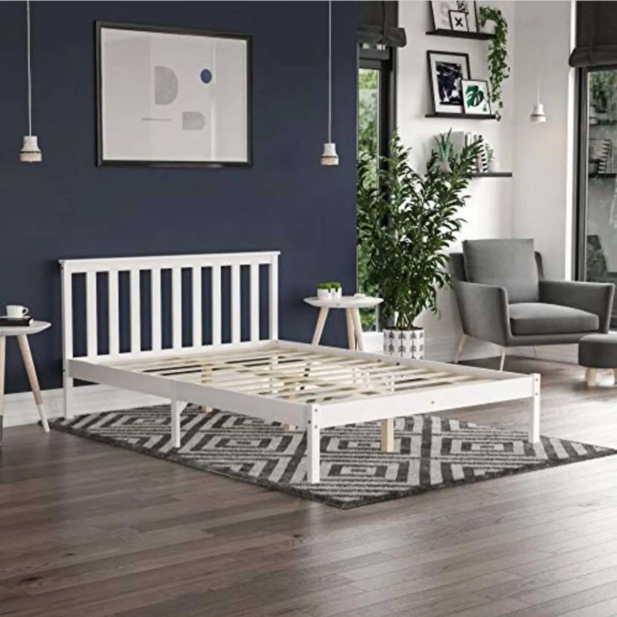 White double bed frame and mattress - Image 2