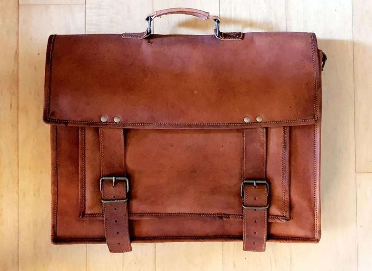 Leather Messenger Laptop Bag Satchel Briefcase - Image 2