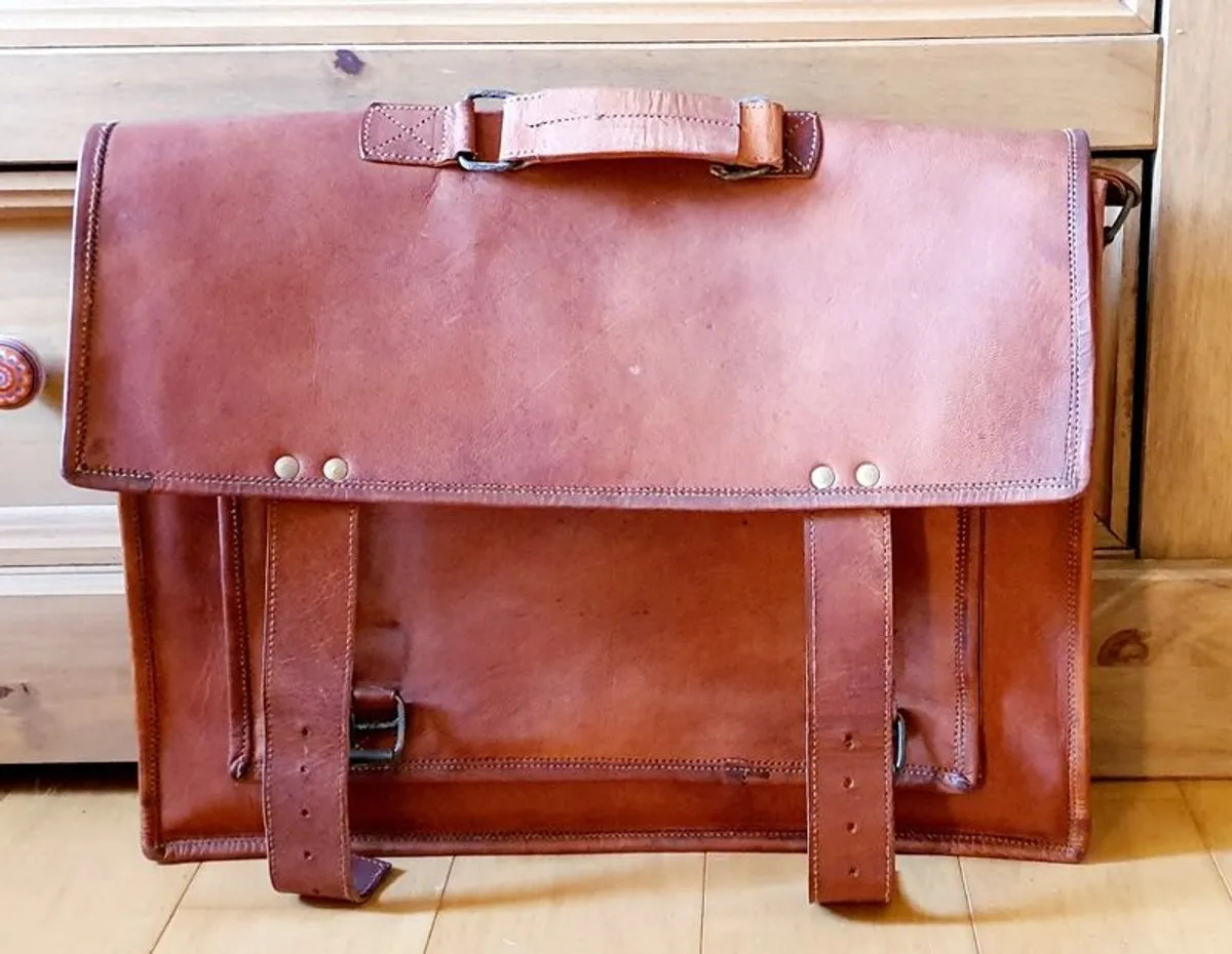 Leather Messenger Laptop Bag Satchel Briefcase - Image 3