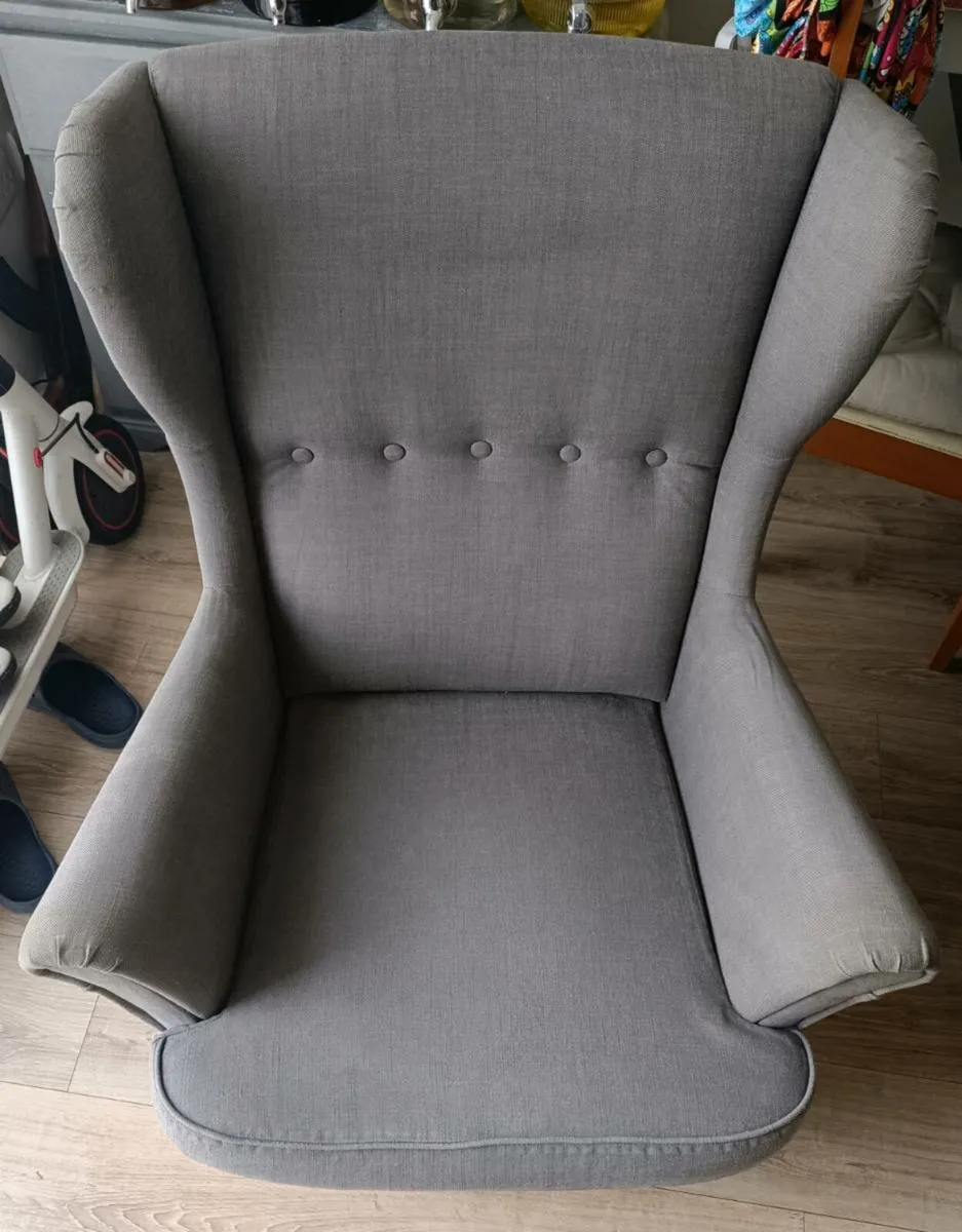 STRANDMON - Wing chair, Nordvalla dark grey - Image 3