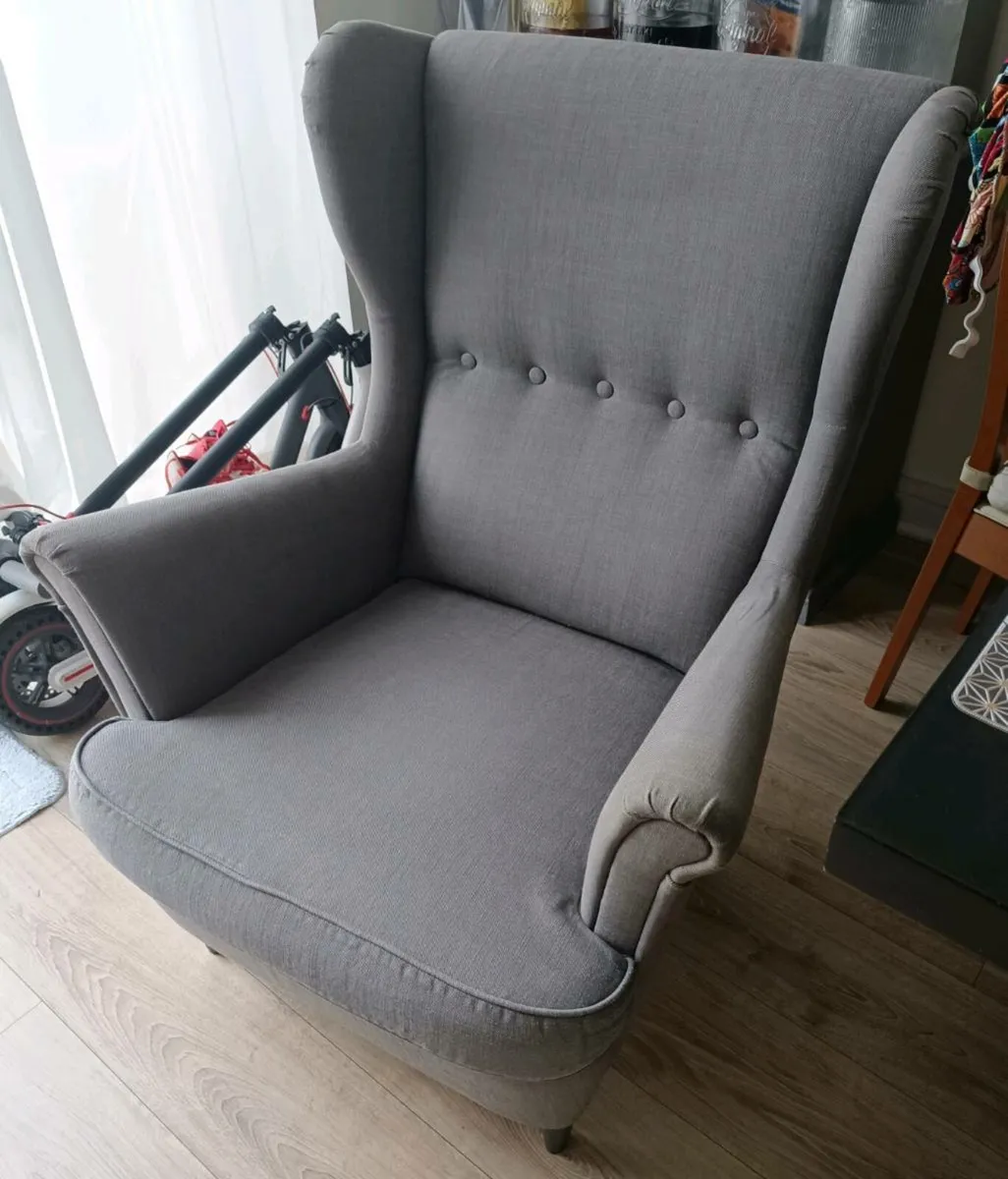 STRANDMON - Wing chair, Nordvalla dark grey - Image 4