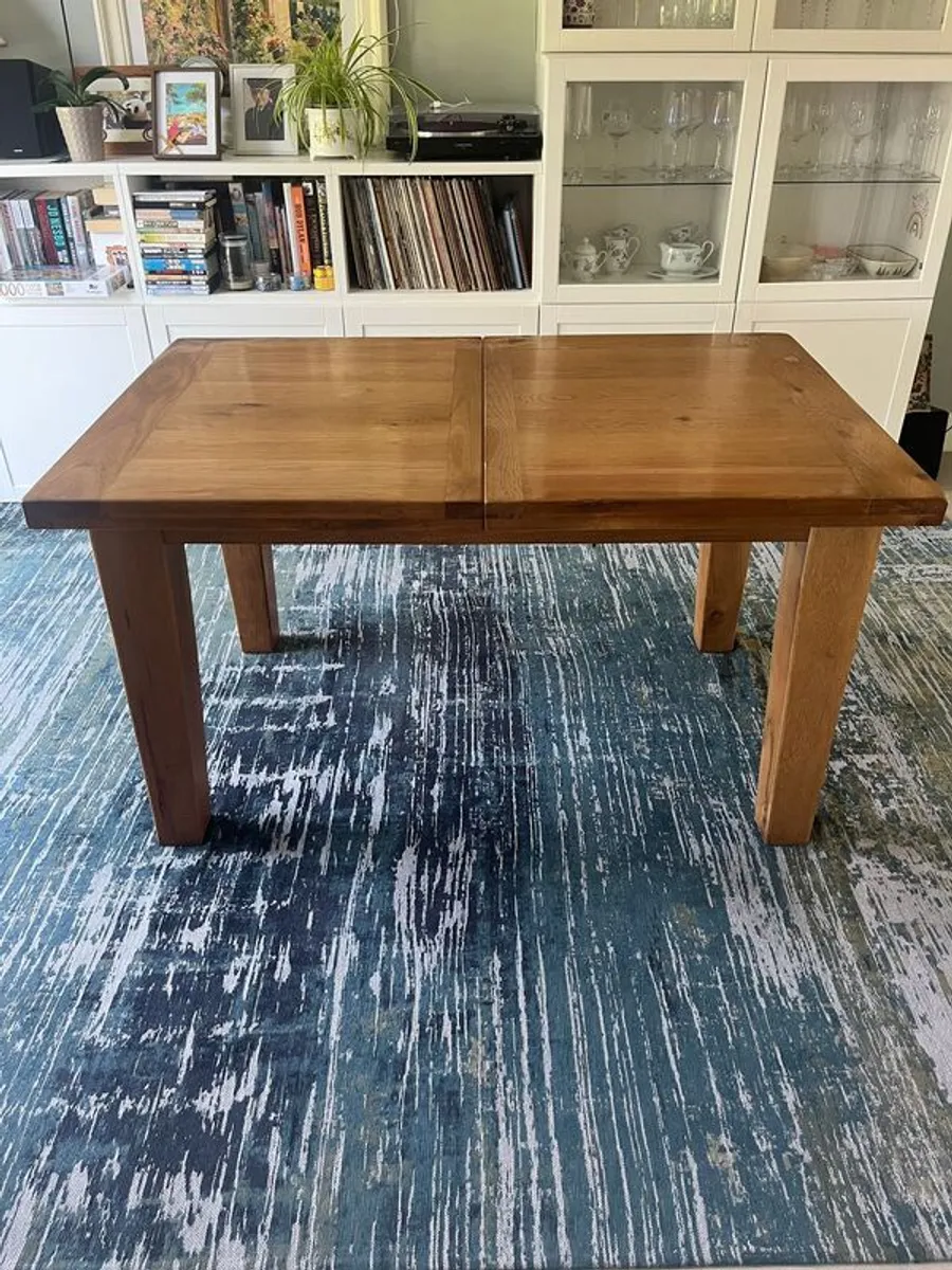 Dining Table extendable solid oak & 4 chairs - Image 4