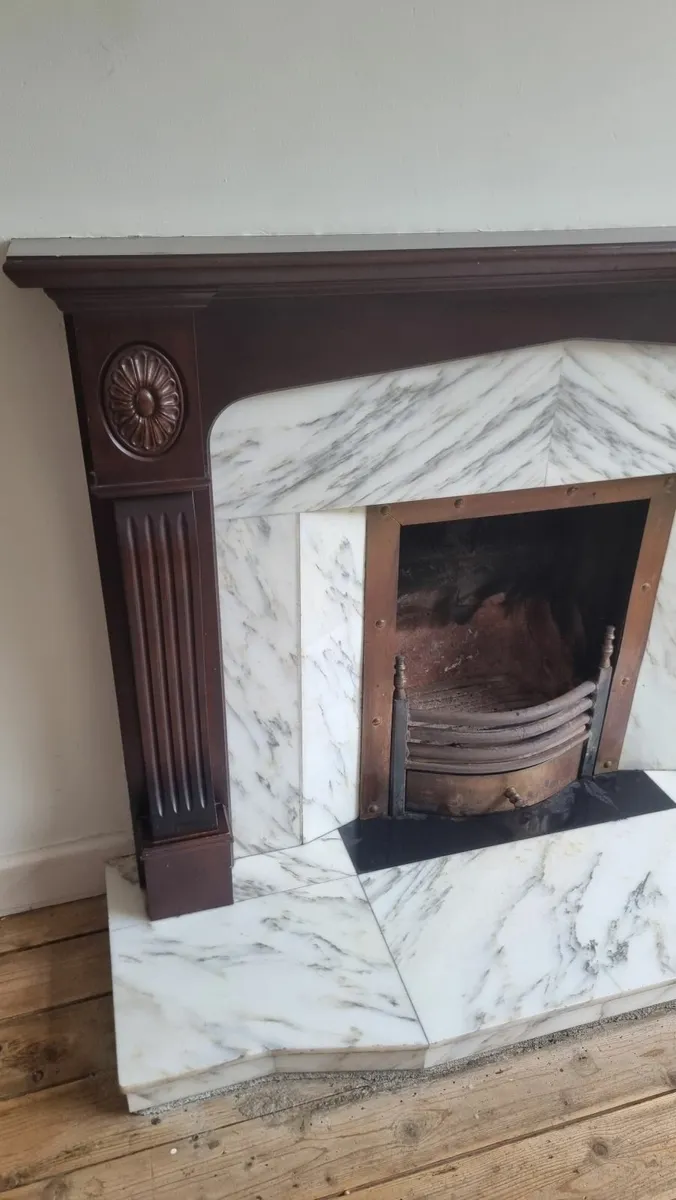 Original 70s/80s Marble Fire Surround and Hearth - Image 2