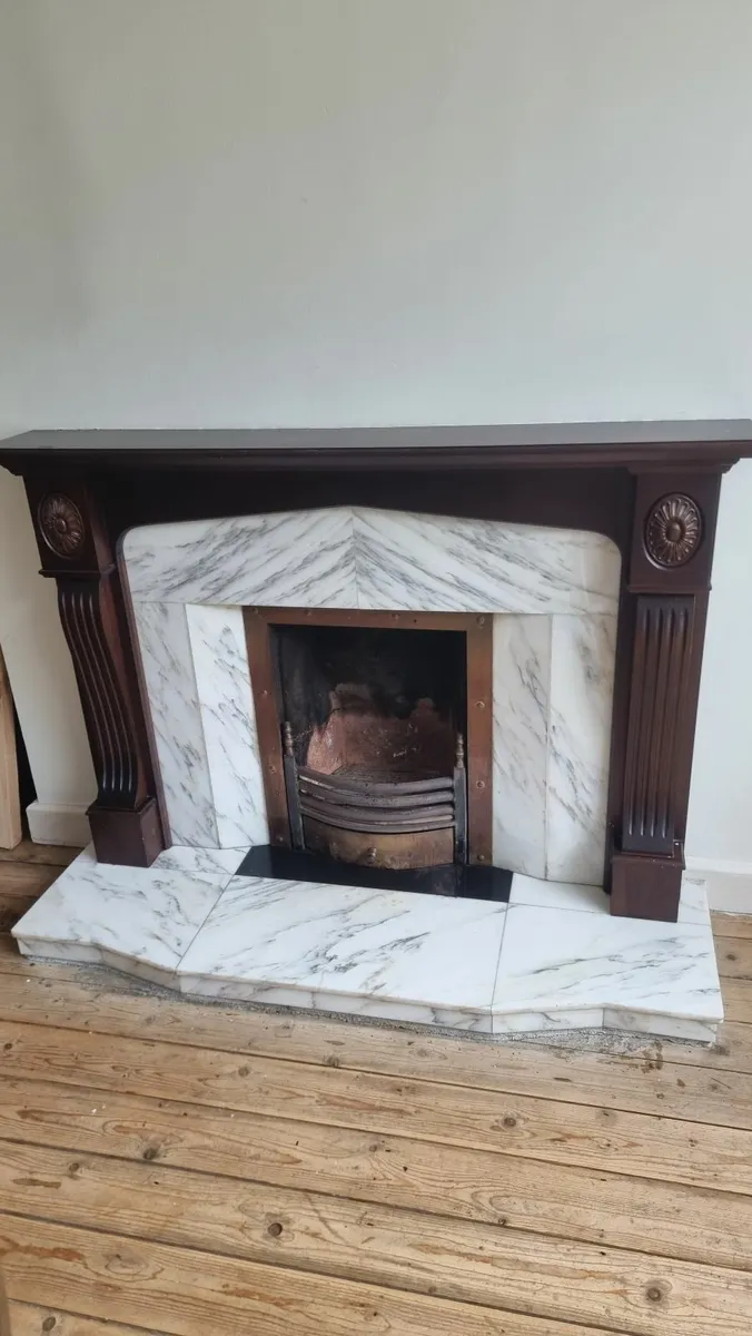 Original 70s/80s Marble Fire Surround and Hearth - Image 3