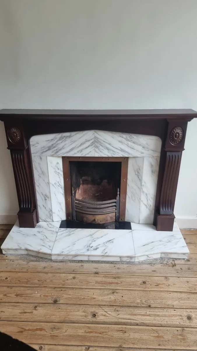 Original 70s/80s Marble Fire Surround and Hearth - Image 1