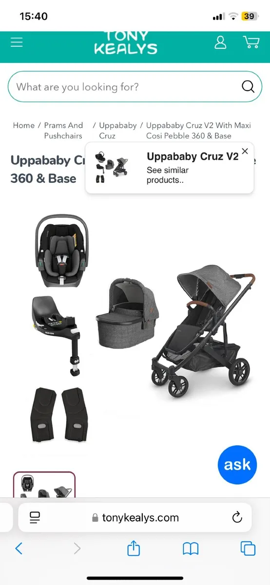 Uppababy Vista V2 - Car seat,carrycot & stroller - Image 1
